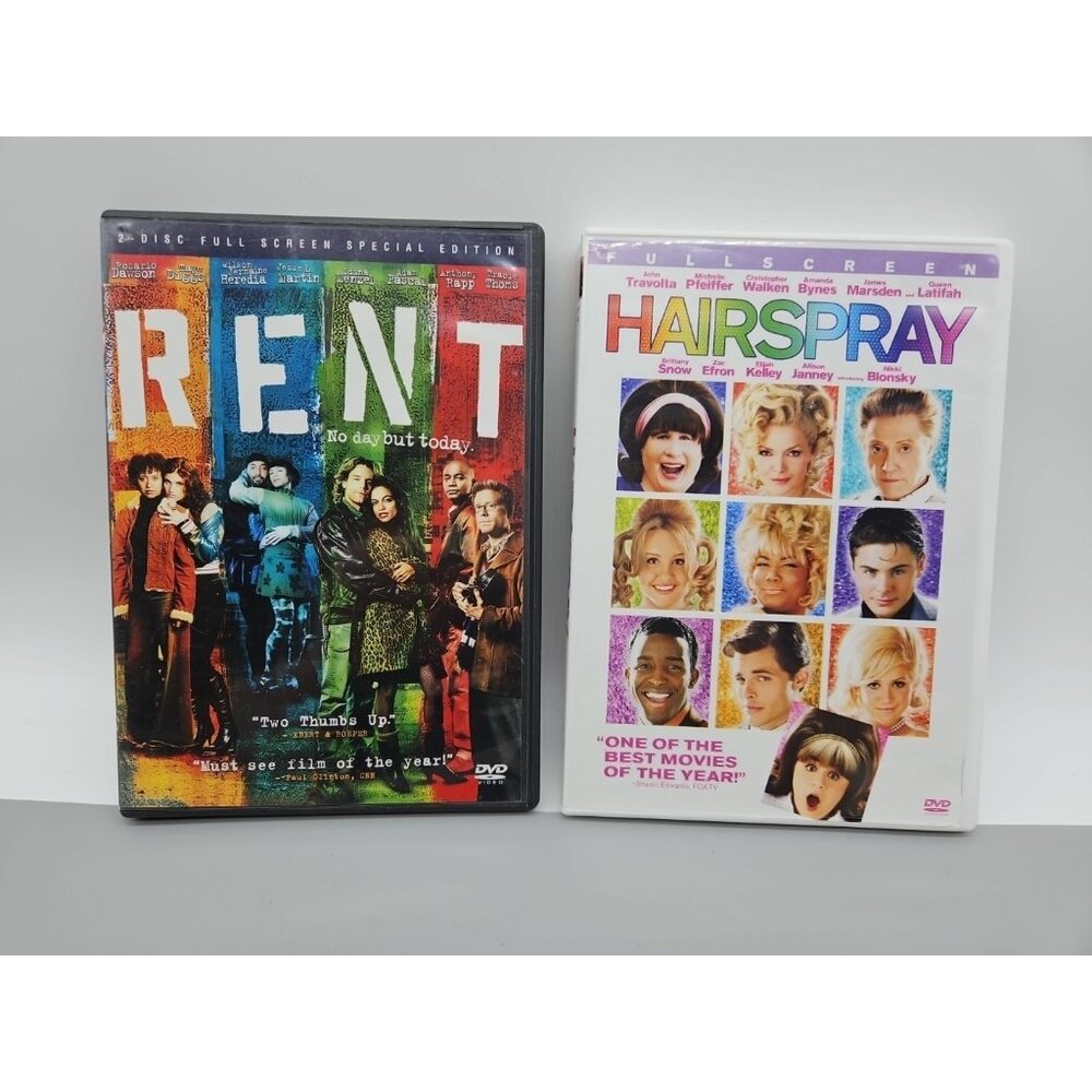 Rent & Hairspray DVD Movies Full Screen Pre-Owned Lot Of 2